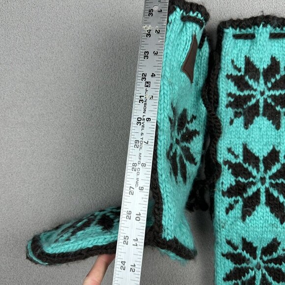 WOOLRICH Turquoise Snowflake CHALET SOCKS Slippers Hand Knit Women’s Small - Picture 4 of 4